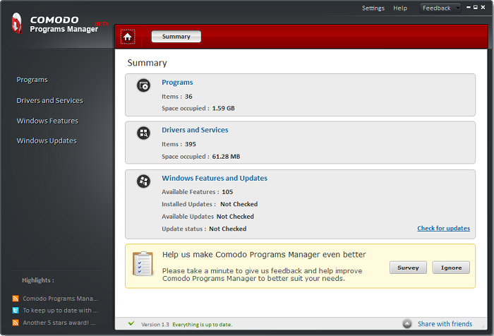 comodo programs manager